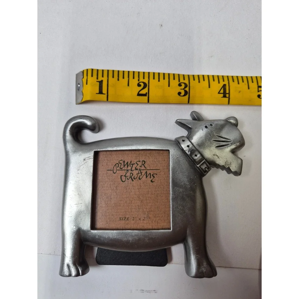 Vintage Pewter Scottie Dog Picture Frame Scottish Terrier Mini Tabletop Decor